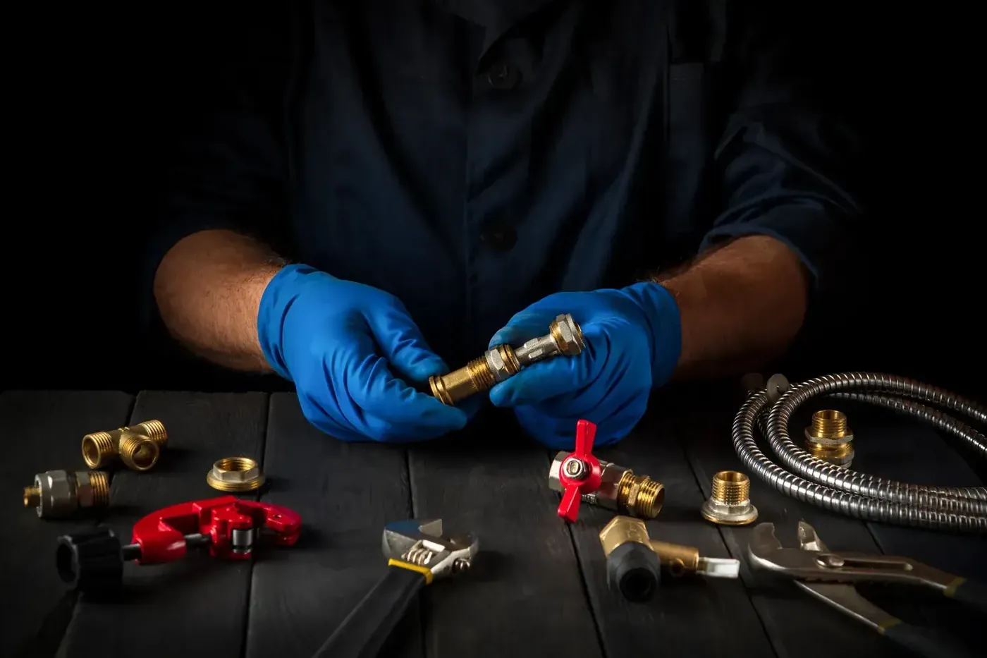 Raccords laiton et flexibles préparés pour un remplacement de groupe de sécurité